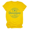 Bright yellow crew neck T-shirt with green clover graphic and shenanigans text print - Yellow
