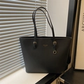 Borsa tote classica in pelle nera con scritte dorate e tracolla regolabile per ufficio - Nero
