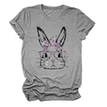 Dettaglio grafica coniglio leopardato rosa su t-shirt grigia a maniche corte girocollo - S / grigio scuro