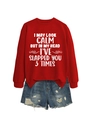 Plano de una sudadera roja con frase y pantalones cortos de mezclilla a juego - S / Rojo (Impresión Blanca)