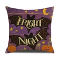 Funda de cojín de Halloween en lino con texto estilizado Fright Night y motivo de murciélago - Estilo Murciélago Fright Night (YMW11-4) / 45x45cm (Funda Individual)