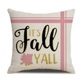 Fall linen pillowcase with pink plaid border and decorative It's Fall Y'all pumpkin print - Ymf28-6 / 45*45cm (single Pillowcase)