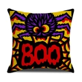 Funda de cojín de Halloween con monstruo araña y texto BOO rojo sobre fondo amarillo - Estilo Araña Monstruo de Dibujos Animados (YMW7-3)