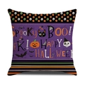 Purple Halloween pillow cover featuring spooky pumpkin, black cat, and bat patterns - Ghost Cat Pumpkin (YMW9-1) / Single Pillowcase