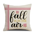 Linen pumpkin pillowcase with pink stripes and fall is in the air text design - Ymf28-7 / 45*45cm (single Pillowcase)