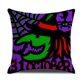 Funda de cojín Halloween con bruja de dibujos animados e impresión 31 de octubre - Estilo Bruja de Cara Verde (YMW7-4)