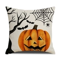 Funda de cojín de Halloween con estampado de calabaza y murciélago en naranja y negro - Estilo de Linterna de Calabaza y Árbol Muerto (YMW14-1)