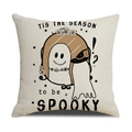 Funda de cojín de Halloween en lino con estampado de fantasma Tis The Season - Estilo de Fantasma en el Espejo(YMW29-4)