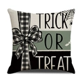Halloween Kissenhülle mit Trick or Treat Text und schwarz-weißen Karomustern für Dekoration - Trick or Treat Bogen Stil (YMW18-2)