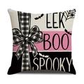 Funda de cojín para Halloween con parches rosas, lazos de cuadros y estampados de terror - Eek Boo Bloques de Color (YMW19-3) / 45*45cm (Funda de almohada individual)