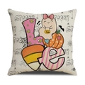 Halloween kussenhoes met pompoen spook LOVE print van linnen stof voor bankdecoratie - Geest Pompoen Letter Stijl (YMW20-1)