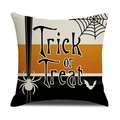 Funda de cojín de Halloween Trick or Treat con rayas y arañas decorativas de sofá - Estilo de Rayas Tricolores Trick or Treat (YMW14-3)