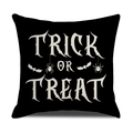 Halloween Trick or Treat throw pillow cover with spider and bat print on black linen - Black Trick or Treat Style (YMW15-3) / 45x45cm (Single Cover)