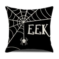 Halloween cobweb and spider throw pillow cover with EEK text on linen fabric - Spider Web EEK Style (YMW21-3)