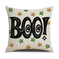 Halloween decorative pillowcase with BOO! text and stars on linen fabric - 45x45cm / BOO Artistic Text Style (YMW26-1)