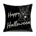 Μαύρη μαξιλαροθήκη Halloween με κείμενο Happy Halloween και σχέδιο ιστού αράχνης - 45x45cm / Μοτίβο Happy Halloween (YMW25-2)