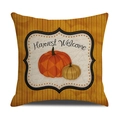 Funda de cojín de lino con calabaza de Halloween y diseño decorativo Harvest Welcome - 45x45cm (Solo funda de almohada) / Estilo Calabaza de Cosecha (YMW31-1)