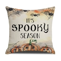 Halloween throw pillow cover featuring Spooky Season text and cute pumpkin patterns - Spooky Season Style (YMW24-3)