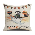 Halloween ghost pillow case with watercolor print and linen texture for holiday decor - Halloween Night Style (YMW24-4)