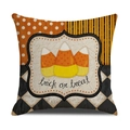 Funda de cojín para Halloween con texto Trick or Treat y diseño de dulces de maíz - 45x45cm (Solo funda de almohada) / Estilo Halloween Caramelo de Maíz (YMW31-4)