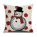 Funda de cojín navideño con diseño de muñeco de nieve y puntos rojos decorativos - Estilo Muñeco de Nieve Rojo con Lunares (YMX15-4)