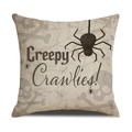 Linen Halloween pillow cover with Creepy Crawlies spider and skull web design - Spider Web Style (YMW46-2)