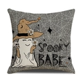 Funda de cojín de fantasma de Halloween con estampado Spooky Babe y telaraña - Estilo de Fantasma con Sombrero de Bruja(YMW29-3)
