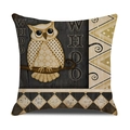 Vintage owl print pillowcase with rustic WHOO text and diamond pattern decor - Owl Style (YMW33-1)