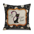 Halloween pillow cover with black cat illustration and cross me if you dare text - Black Cat Style (YMW33-3)