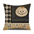 Retro Halloween pillowcase featuring pumpkin print and Happy Halloween text design - Pumpkin Style (YMW33-4)