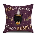Purple Halloween pillow case with witch cauldron, potion bottles and stars print - 45x45cm / Halloween Purple Magic Potion Style (YMW45-3)