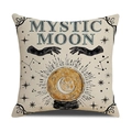 Funda de cojín de lino Halloween con estampado de Mystic Moon y bola de cristal - Estilo Bola de Cristal de Astrología (YMW50-4)