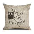 Linen Halloween pillowcase featuring owl silhouette and vintage map print design - Owl Style (YMW46-3)