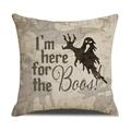 Halloween linen pillow cover featuring a black ghost and I'm here for the Boos text - Ghost Style (YMW46-4)
