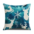Federa per cuscino natalizia blu acquerello con renna e fiocchi di neve bianchi - Alce Acquerello E Fiocco Di Neve (YMX32-2) / 45x45cm (Solo federa)