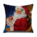 Funda de cojín navideña clásica con Papá Noel vintage y fondo de cielo estrellado - Estilo Papá Noel Noche Estrellada (YMX68-2)