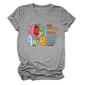 Detail of grey short sleeve tee featuring colorful inspirational text typography design - Dark Gray (Colorful Print)