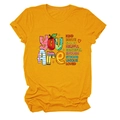 Close-up of the colorful inspirational text print on a ginger yellow cotton T-shirt - Mustard Yellow (Colorful Print)