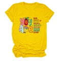 Close-up of colorful creative positive quote print on bright yellow cotton t-shirt - Yellow (Colorful Print)