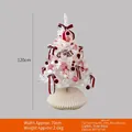 Deluxe 120cm white artificial Christmas tree set with red ornaments and beige tree skirt - Small Candy Decorated Tree