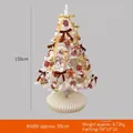 150cm white Christmas tree set with gold bows, gingerbread ornaments and warm lights - Large Gingerbread Decorated Tree