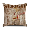 Vintage kerstkussenhoes van linnen met rendierontwerp en Sleigh Rides tekst - Kerstrendier Stijl (YMX37-2)