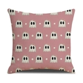Federa rosa per Halloween con fantasmi bianchi e trama in lino naturale - Sfondo Rosa Stampa Integrale Fantasma (YMW1-6) / 45x45cm