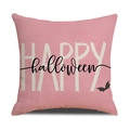 Pink Halloween decorative pillowcase featuring Happy Halloween text and bats print - Pink HAPPY (YMW10-10)
