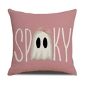 Fodera per cuscino Halloween rosa con scritta Spooky e illustrazione di un fantasma - Stile Rosa SPOOKY Fantasma (YMW1-8) / 45x45cm