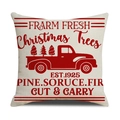 Weihnachtskissenhülle aus Leinen mit rotem Farm-Truck-Druck auf beigefarbenem Stoff - Cremefarbener Hintergrund Roter LKW Stil (YMX22-2)