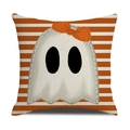 Federa per cuscino Halloween a righe arancioni e bianche con stampa di fantasma - Strisce Arancioni E Bianche Fantasma (YMW1-9) / 45x45cm