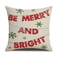 Weihnachts-Kissenbezug mit Be Merry and Bright Spruch und festlichen Schneeflocken - Merry and Bright Schriftzug Stil (YMX29-1)