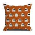 Federa arancione di Halloween con fantasmi bianchi e pois su tessuto di lino - Sfondo Arancione Stampa Integrale Fantasma (YMW1-10) / 45x45cm