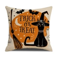 Halloween Kissenbezug mit schwarzer Hexenkatze und Trick or Treat Aufdruck - Zauberer Schwarze Katze Trick Or Treat Stil (YMW51-4)